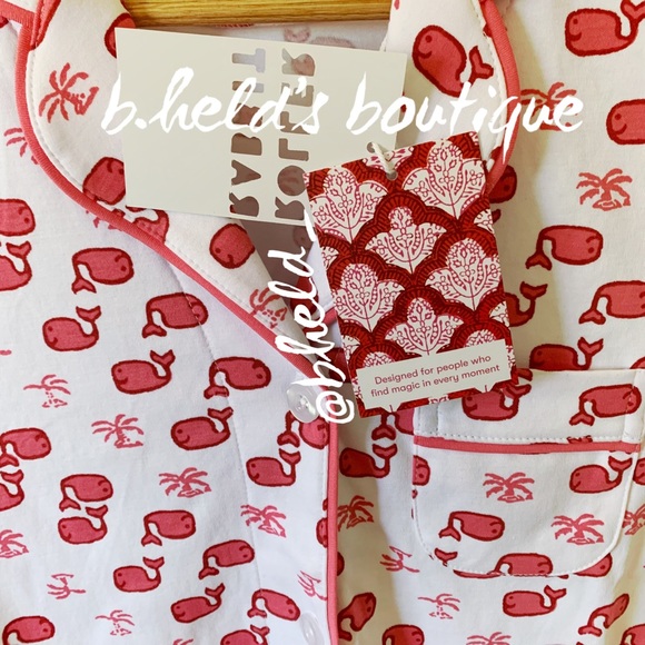 Roller Rabbit Moby The Whale Polo Pajamas in Pink Size X-Small XS Brand New NWT - Picture 4 of 16